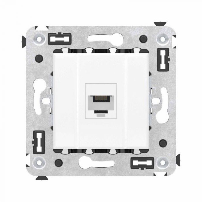 Розетка телефонная 1-м СП Avanti "Белое облако" RJ12 без шторок механизм DKC 4400613