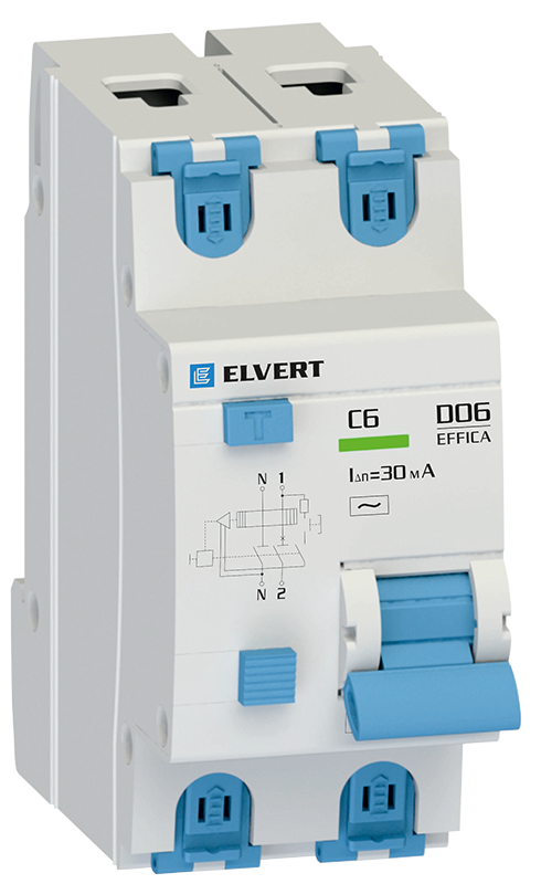 Автоматический выключатель дифф.тока D06 2р C25 300 мА электрон. тип АС ELVERT