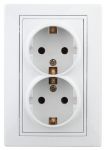 Розетка 2-м СП Plano 1Э-205-01 16А IP20 250В 2х2P+E Schuko без лапок бел. Intro Б0038830