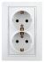 Розетка 2-м СП Plano 1Э-208-01 16А IP20 250В 2х2P+E Schuko защ. шторки без лапок бел. Intro Б0038833