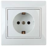 Розетка 1-м СП Plano 1-206-01 16А IP20 250В 2P+E Schuko защ. шторки бел. Intro Б0053923