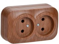 Розетка 2-м ОП GLORY РС22-2-ХД 10А без заземл. дуб IEK ERH20-K24-10