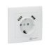 Розетка 1-м СП Валенсия 16А IP20 с заземл. защ. шторки с 2-мя заряд. устройствами USB 2.1А бел. PROxima EKF EWR16-028-10-2USB