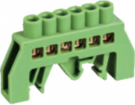 Шинка нулевая латунная универсальная 6х9мм 8 отв. Цвет зеленый