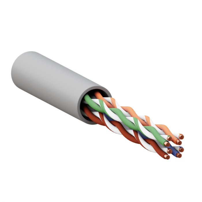 Кабель витая пара U/UTP кат.5E 4 пары 24 AWG solid PVC сер. TERACOM PRO PRO EKF TRP-5EUTP-04PVC-GY-IN3